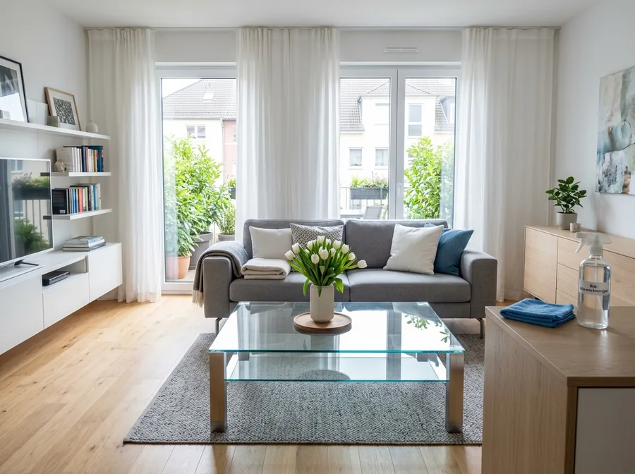 Frisch gereinigtes, helles Wohnzimmer